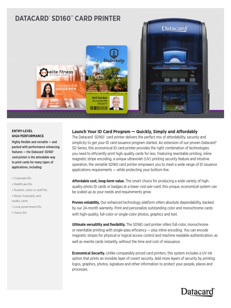 Datacard SD160 Brochure | PDF | Printer (Computing) | Computing