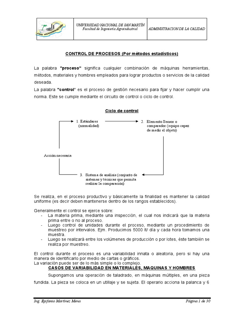 Control de Procesos en Calidad Industrial | PDF | Estadísticas ...