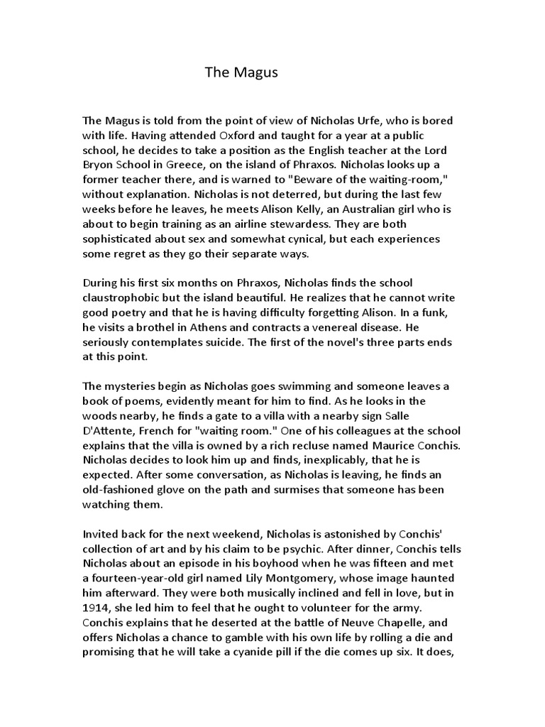 The Magus Fowles Detailed Summary PDF