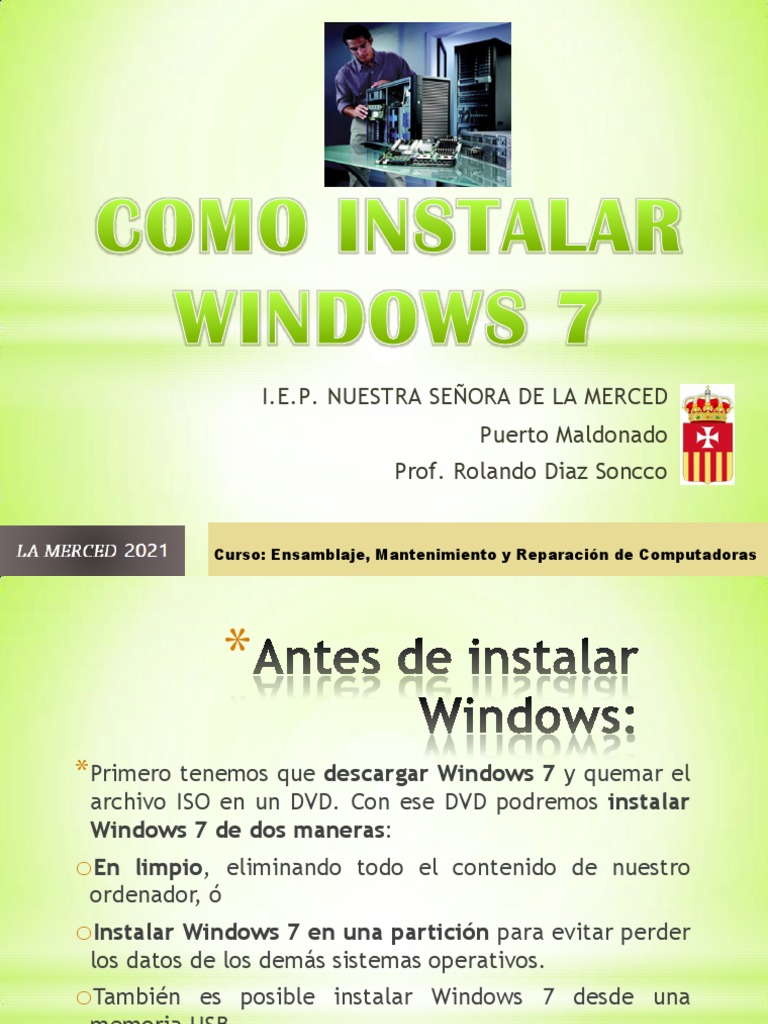 Guía para instalar Windows 7 | PDF | Microsoft Windows | Windows 7