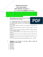 Examen de Química 12 con títulos de secciones y preguntas de pH, entalpía y factores que afectan la velocidad de reacción