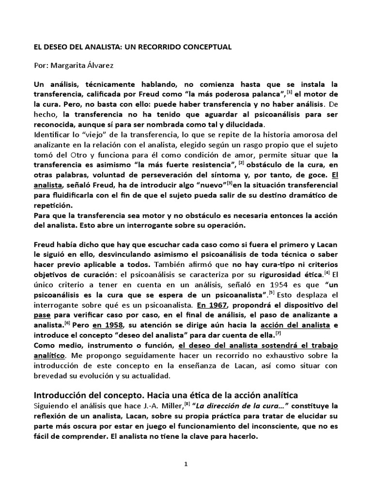 Margarita Alvarez EL DESEO DEL ANALISTA PDF Jacques Lacan Psicoanálisis