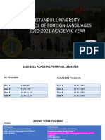 Istanbul University School of Foreign Languages 2020-2021 ACADEMIC YEAR