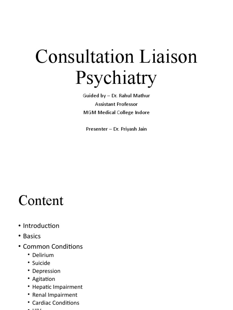 Consultation Liaison Psychiatry Download Free Pdf Psychiatry