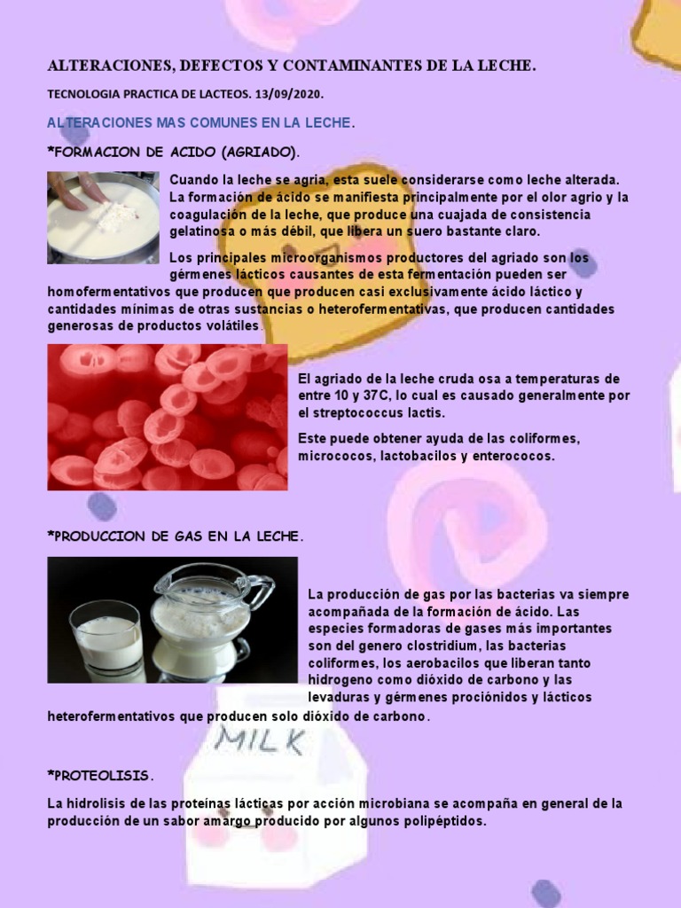 Alteraciones y Contaminantes de la Leche | PDF | Leche | Las bacterias