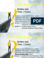 Final Year Exam 2018: Written Test Time: 2 Hours