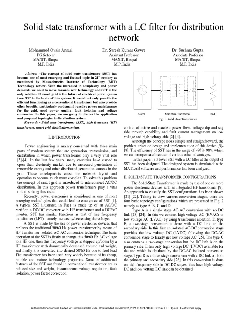 Solid State Transformer with LC Filter | PDF | Power Inverter | Power ...