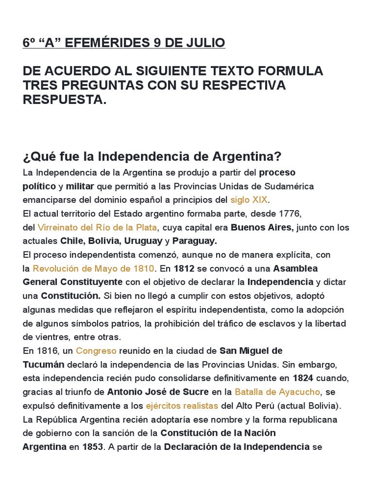Qué Fue La Independencia de Argentina | PDF | Argentina | América del Sur