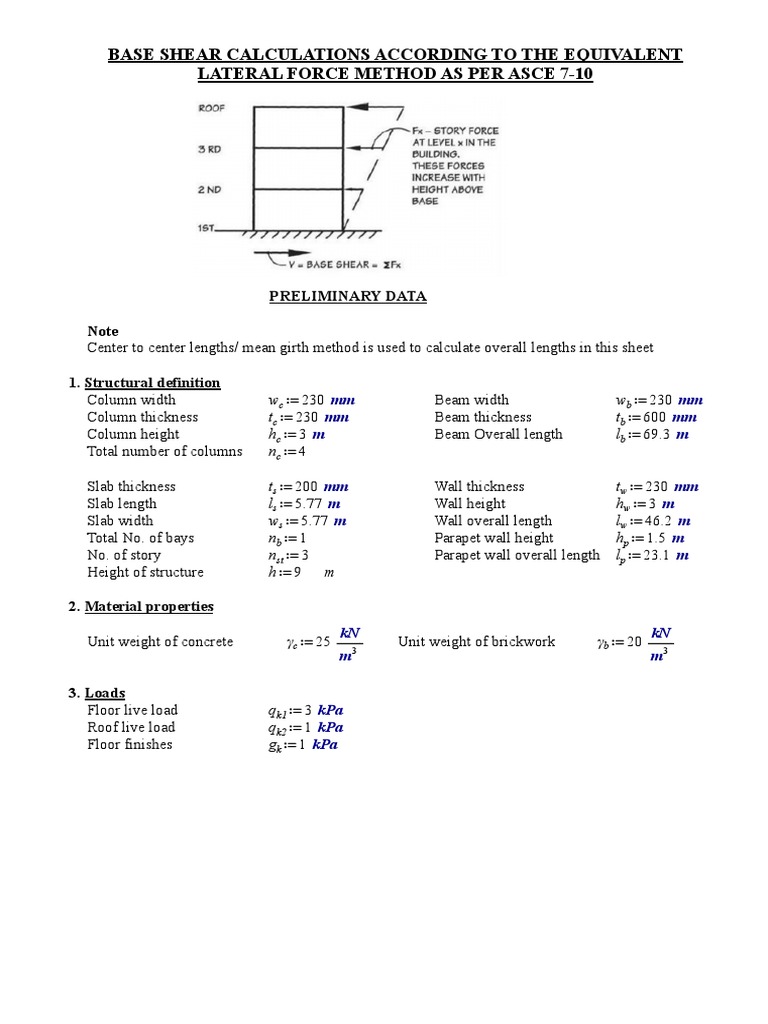 Base Shear Calculation ASCE 7-10 | PDF | Civil Engineering | Building ...
