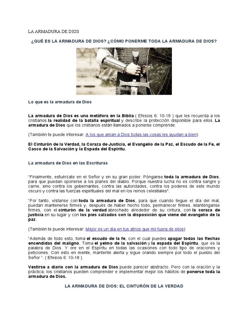 La Armadura de Dios: Protección Espiritual | PDF | Salvación | Jesús