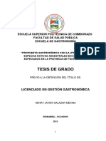 Tesis de Grado: Escuela Superior Politécnica de Chimborazo Facultad de Salud Pública Escuela de Gastronomía