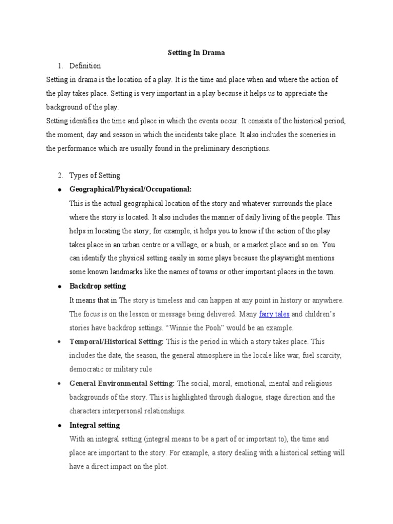 Setting in Drama: Fairy Tales | PDF | Psychology | Psychological Concepts