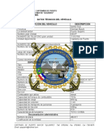 Datos técnicos de camioneta de la Capitanía de Puerto Quijarro
