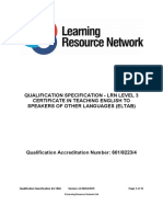 Qualification Specification - LRN Level 3 Certificate in Teaching English To Speakers of Other Languages (Eltab)