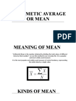 Arithmetic Average or Mean: BY Vansh Karel Sohum Taparia Anchit Gupta Bhuvas Singh Tomar