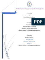 Northern University of Business and Technology Khulna: Assignment ON Marketing Management