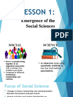 Lesson 1:: Emergence of The Social Sciences