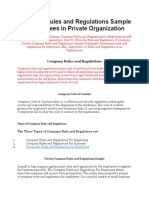 Company Rules and Regulations Sample For Employees in Private Organization