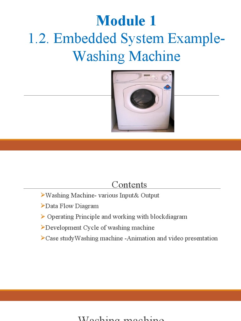 Module 1 1.2. Embedded System Example Washing Machine PDF Washing