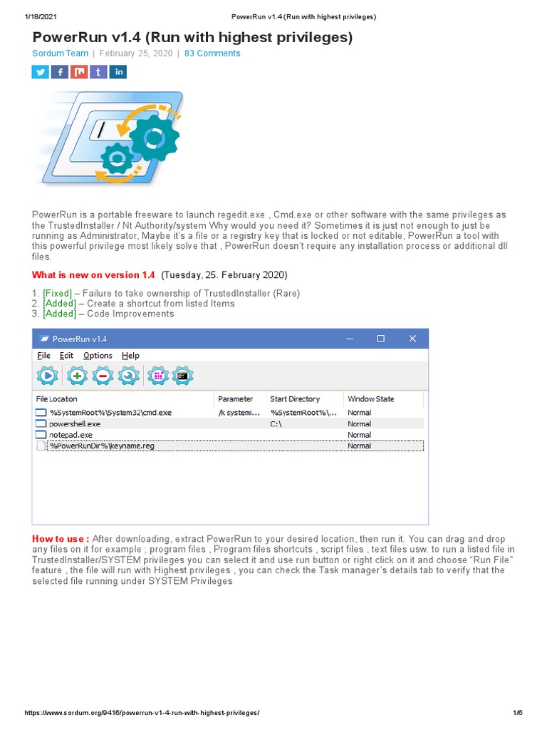 PowerRun v1.4 (Run With Highest Privileges) | PDF | Windows Registry ...