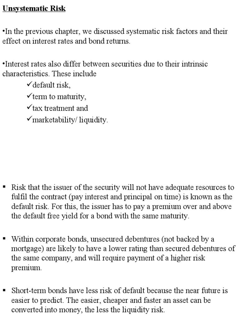 Understanding Unsystematic Risk Factors | PDF | Debt | Asset Backed ...
