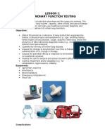 Lesson 2: Pulmonary Function Testing: Overview