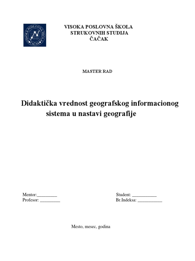 Didakticka Vrijednost Gisa U Nastavi Geografije | PDF