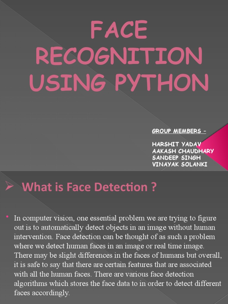 Face Recognition Using Python | PDF | Computing | Information Technology image.