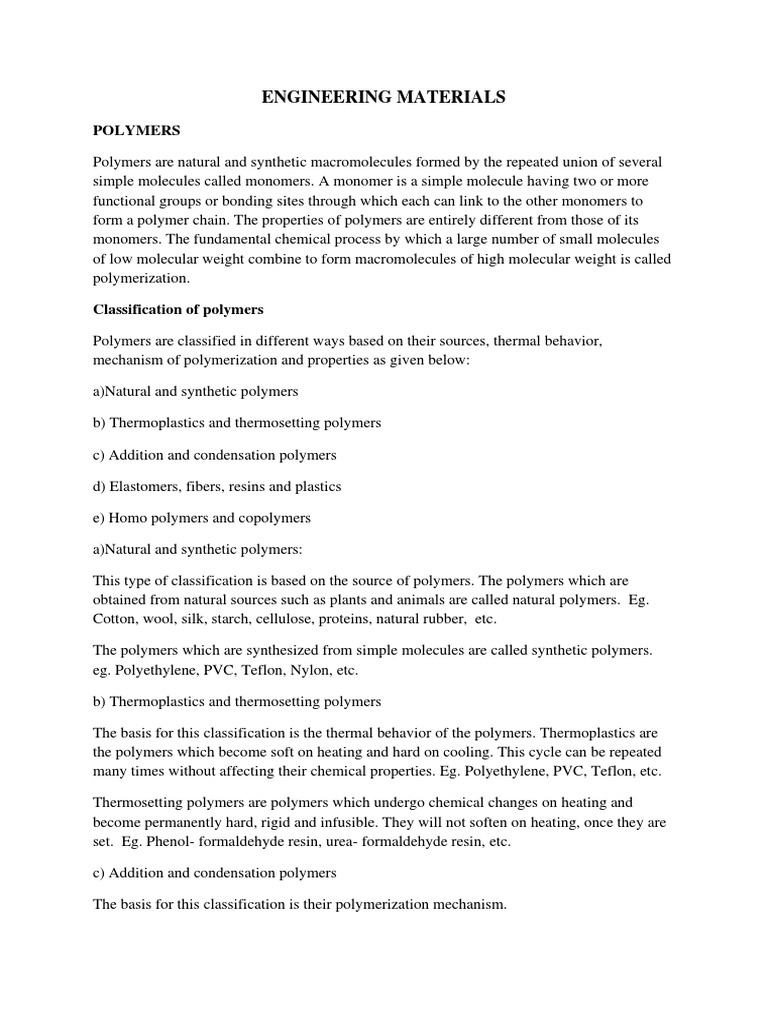 1.mechanism of Polymerization | PDF | Polymers | Polymerization