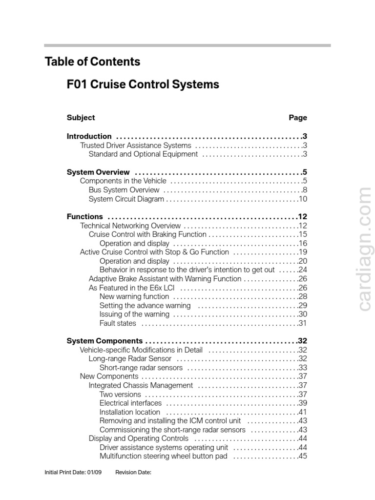 F01 Cruise Control Systems | PDF | Brake | Transport