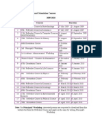 Schedule of Refresher and Orientation Courses