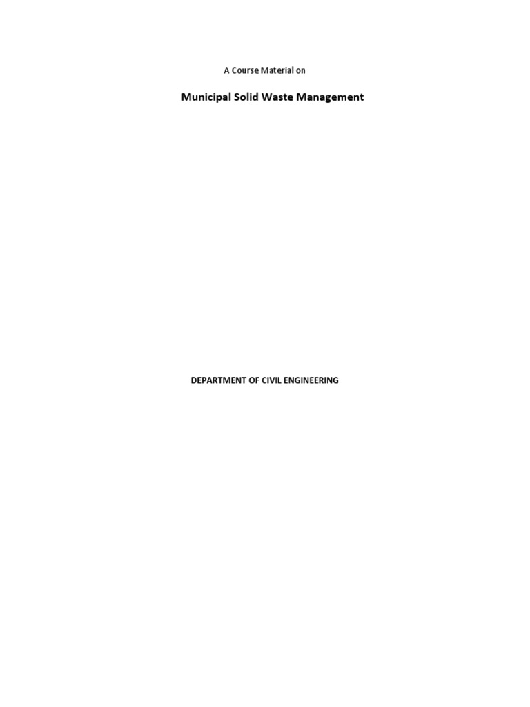 CE2039 Municipal Solid Waste Management | PDF | Waste Management ...
