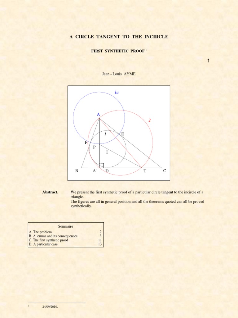 Tangent Circle to Triangle Incircle | PDF | Triangle | Euclidean Geometry
