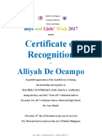 Certificate of Recognition: Alliyah de Ocampo