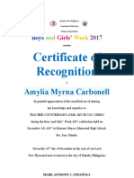 Certificate of Recognition: Amylia Myrna Carbonell