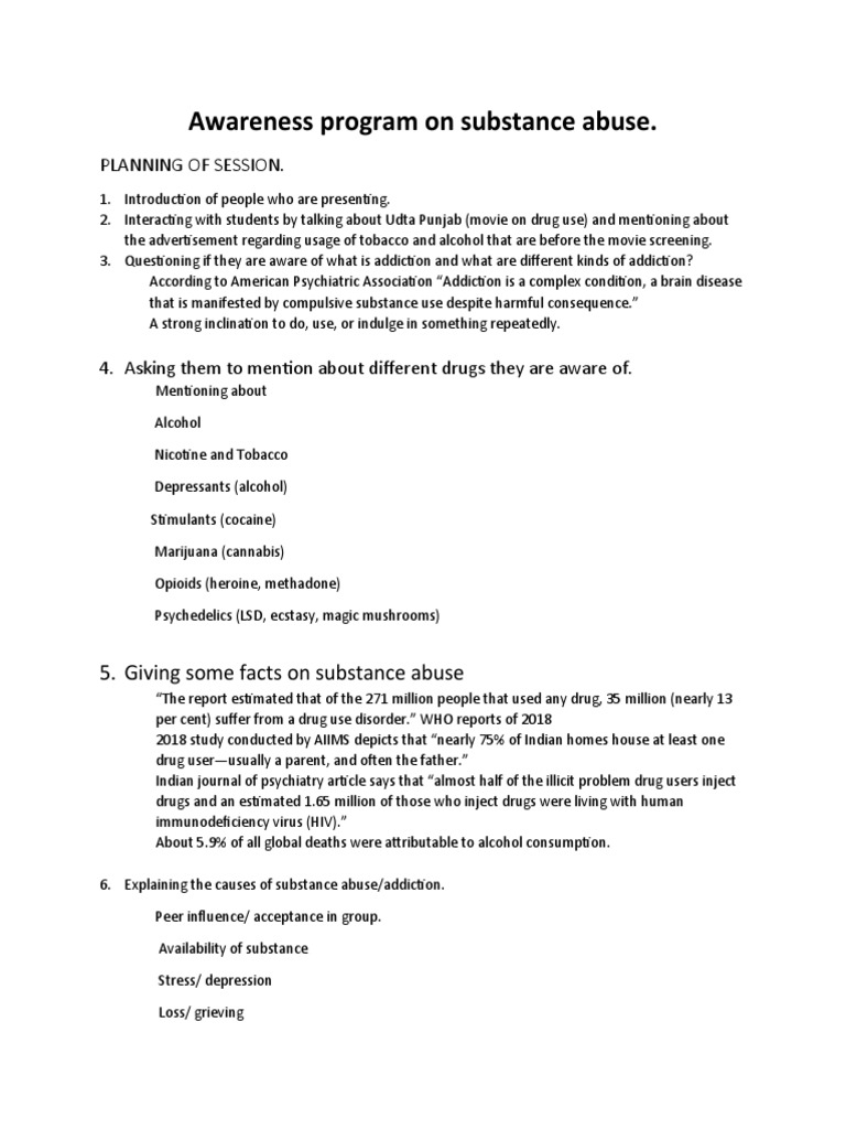 Awareness On de Addiction PDF Substance Abuse Substance Dependence