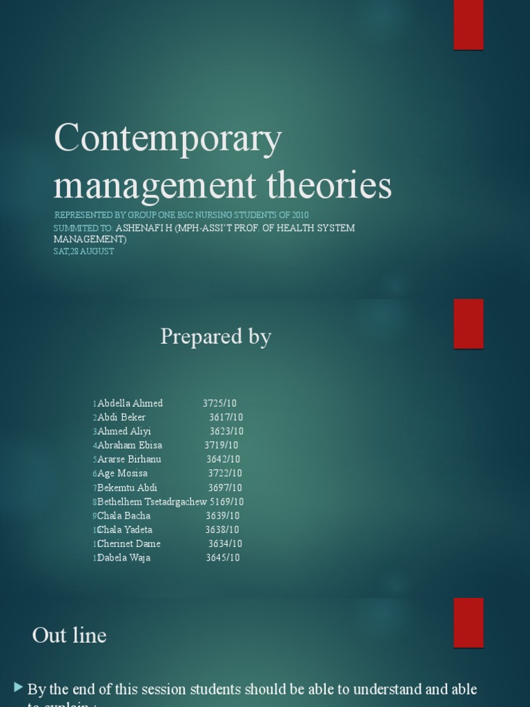 Overview of Contemporary Management Theories | PDF | System | Resource