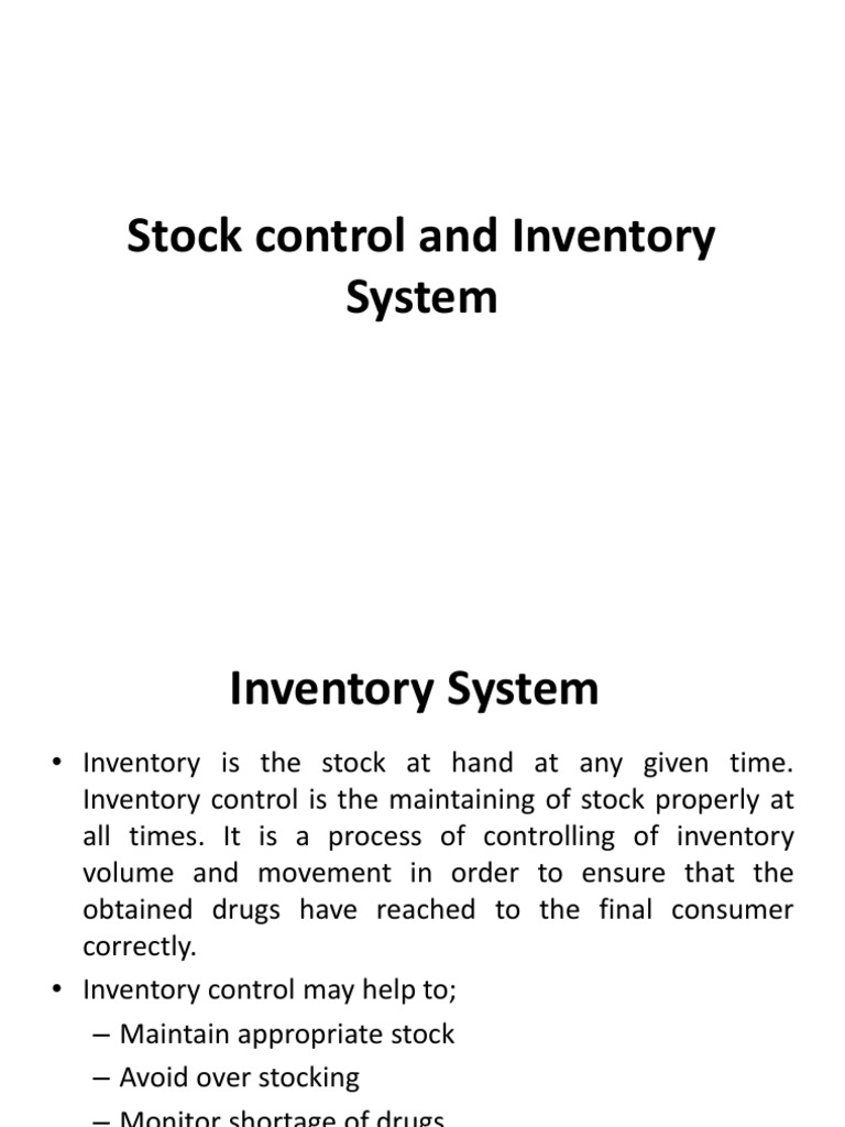 Stock Control And Inventory Pdf Inventory Business Process
