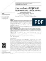 ISO 9000 Effects on Company Performance Analyzed Using Longitudinal and Comparative Methods