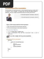 Incrementation/Decrementation: Types of Increment and Decrement Operator