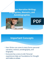 Non-Fiction Narrative Writing: Biographies, Memoirs, and Autobiographies