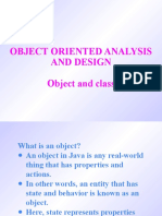 Object Oriented Analysis and Design Object and Class