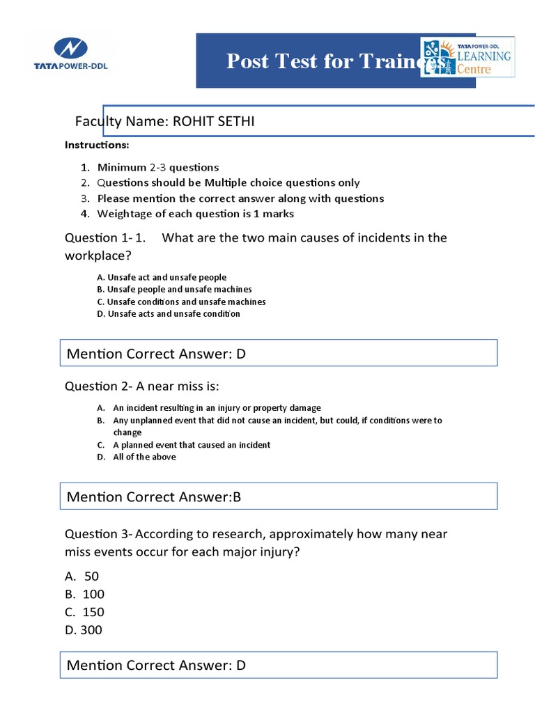 Post Test Format | PDF | Career & Growth
