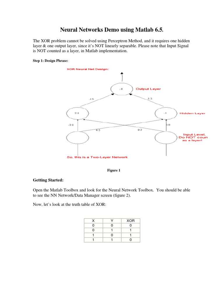 XOR Network Design in Matlab | PDF | Matlab | Artificial Neural Network