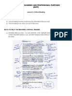 English For Academic and Professional Purposes (EAPP) : Lesson 3: Critical Reading