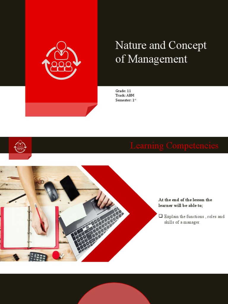 Nature and concept of management grade 11 track abm semester 1