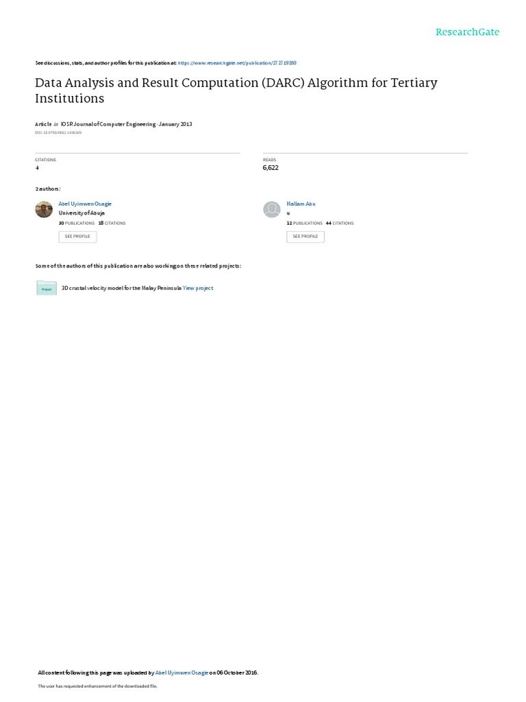 Data Analysis and Result Computation DARC Algorith | PDF | Computer ...