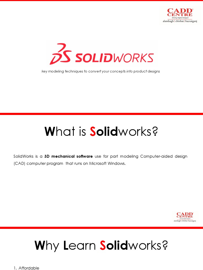 SolidWorks Course Overview and Benefits | PDF