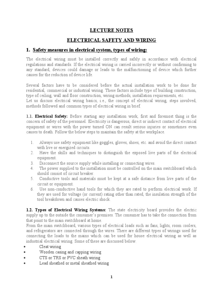 Electrical Safety & Wiring | PDF | Electrical Wiring | Electrical Conductor