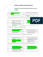 Revision Worksheet-Synthesis of Sentences